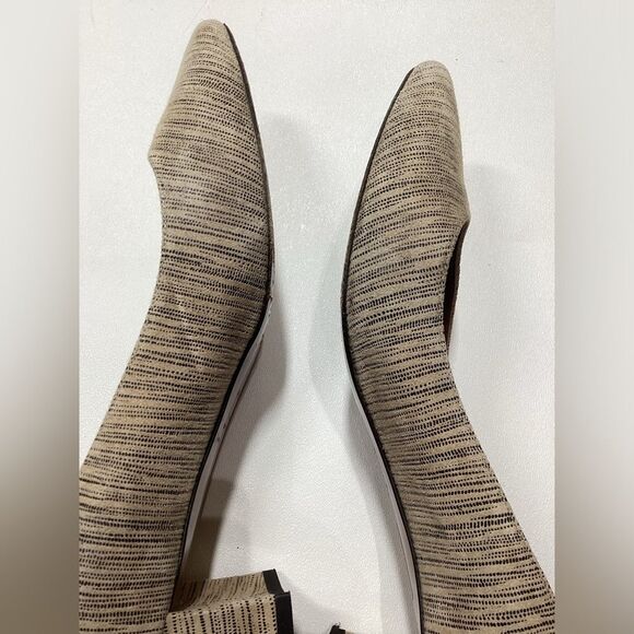 Aquatalia Phoebe Nubuck Suede Block Heel Pumps – Tan Brown Striped, Size 9.5 - Picture 13 of 15
